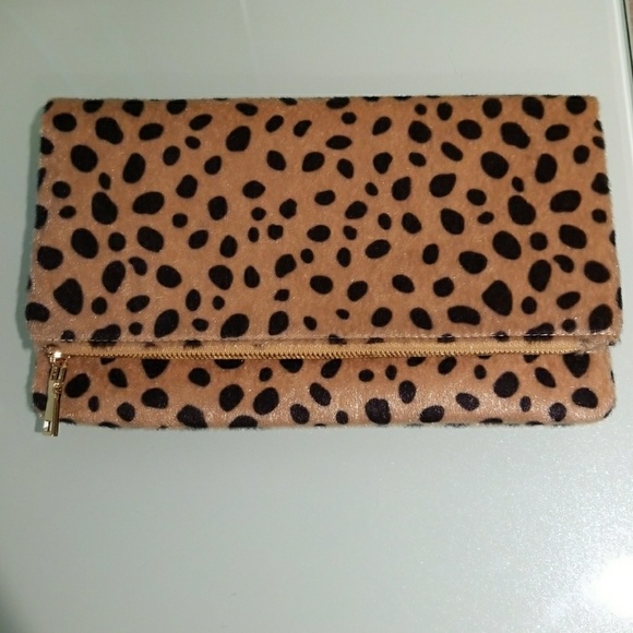 Leopard Cheetah Foldover Envelope Clutch Vegan - Picture 6 of 8